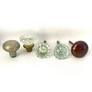 5 Vintage Glass Door Handle Door Knobs Glass Metal Bennington Door Handles Flute